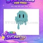 Free Light Blue Melt Free Dripping Smile Free SVG - Instant Download