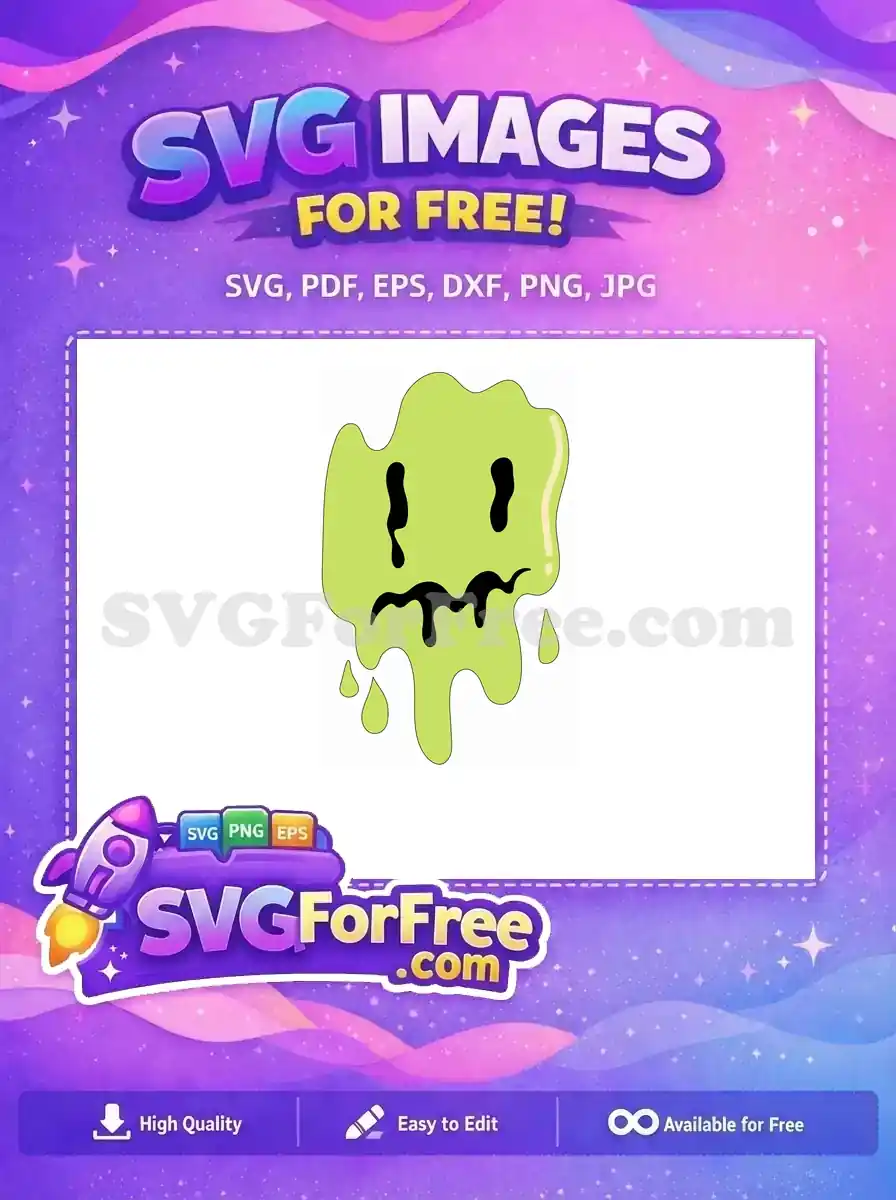 Free Sad Melting Lime Face Free Wavy Dripping Eyes Psychedelic Smiley Free SVG