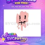 Free Dripping Pink Free Melting Smiley Face Free SVG 1 - Instant Download
