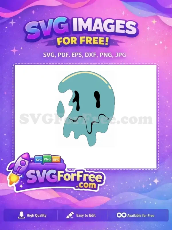 Free Teal Melting Smiley Free Wavy Distorted Face Free SVG