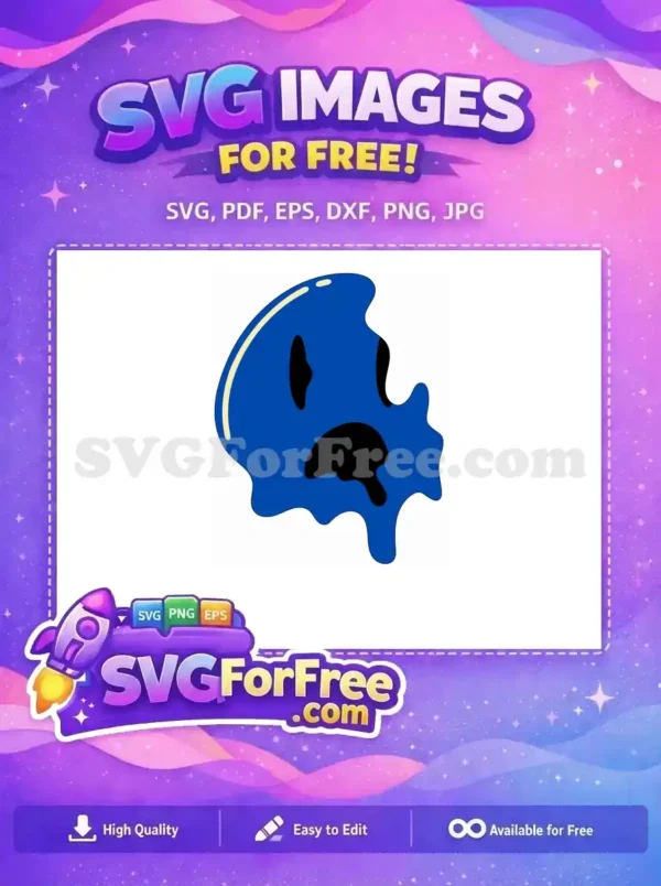 Free Dripping Blue Free Yellow Outline Melting Smiley Free SVG