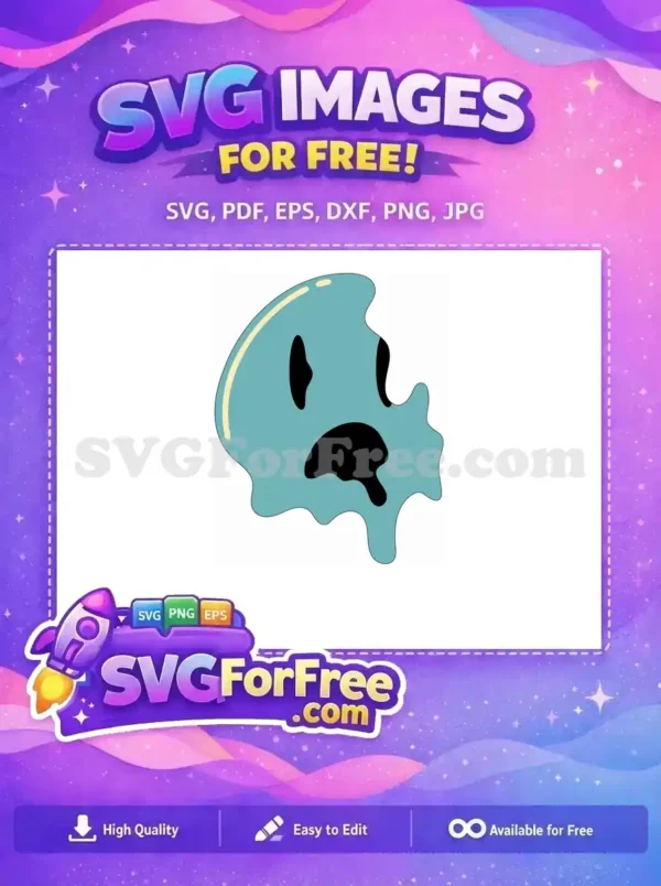 Free Light Blue Drip Free Melting Face Character Free SVG