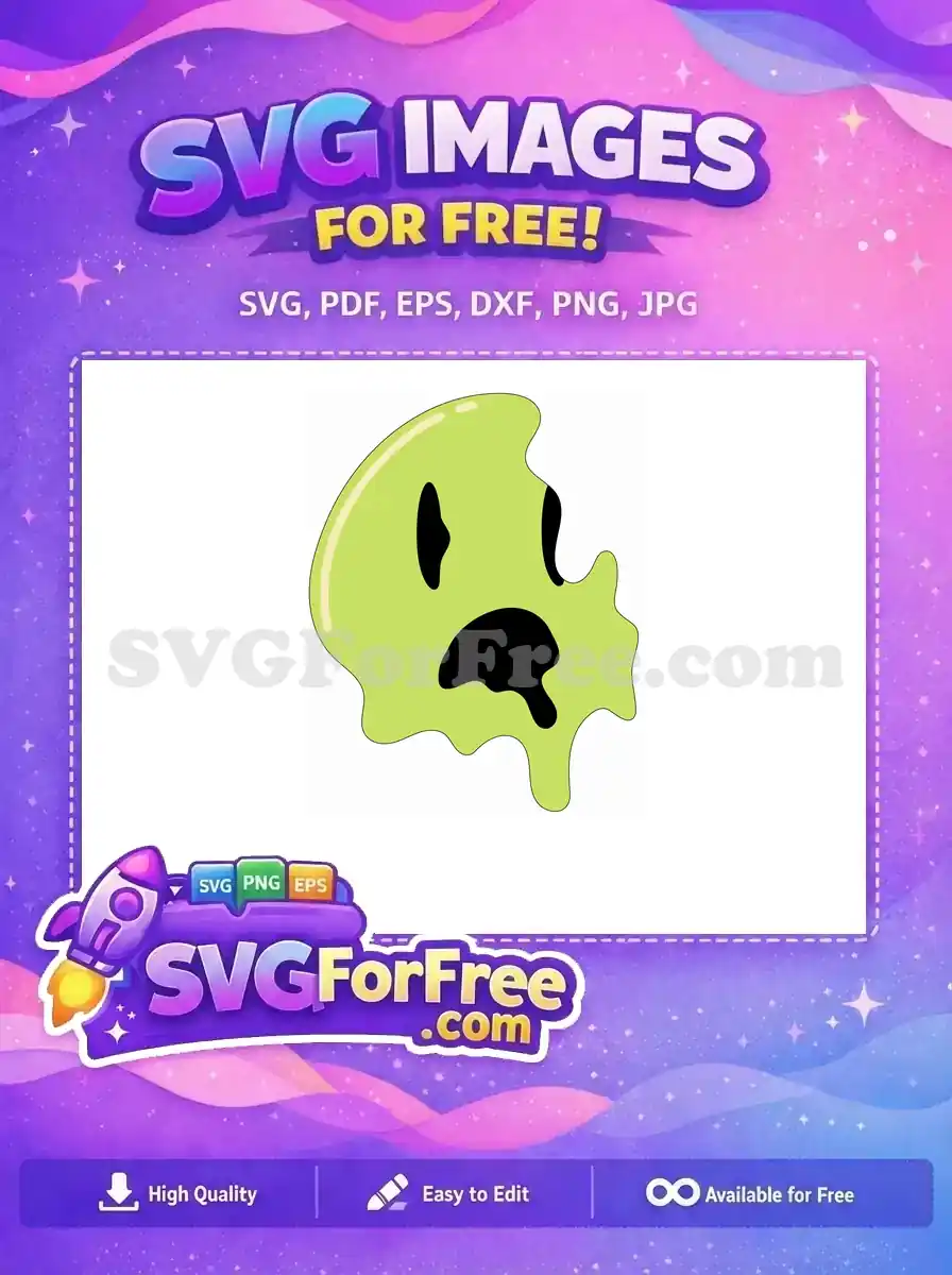 Free Dripping Lime Free Melted Smiley Face Groovy Free SVG