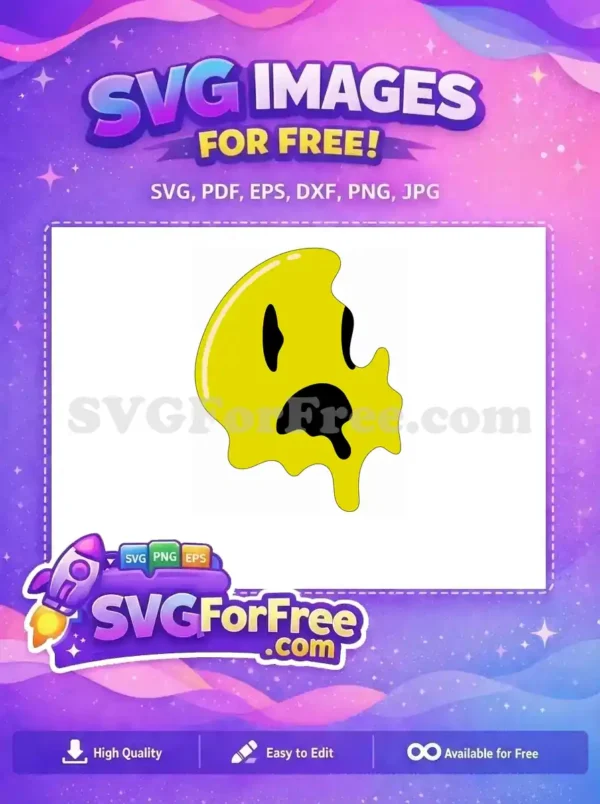 Free Dripping Yellow Free Melting Smiley Face Character Free SVG 2