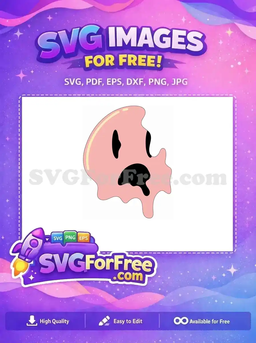 Free Dripping Pink Free Melting Smiley Face Free SVG 2