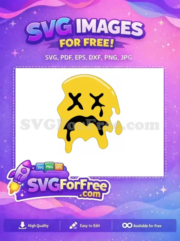 Free Dripping Yellow Face Free Melting Expression Character Free SVG