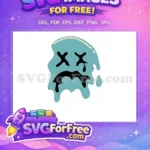 Free Turquoise Blue Melting Free Smiley Face Drip Free SVG - Instant Download
