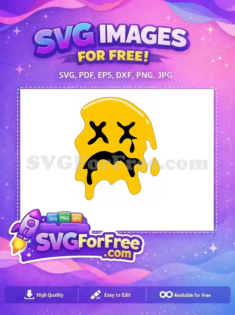 Free Dripping Yellow Face Free Dead Eyes Smiley Free SVG
