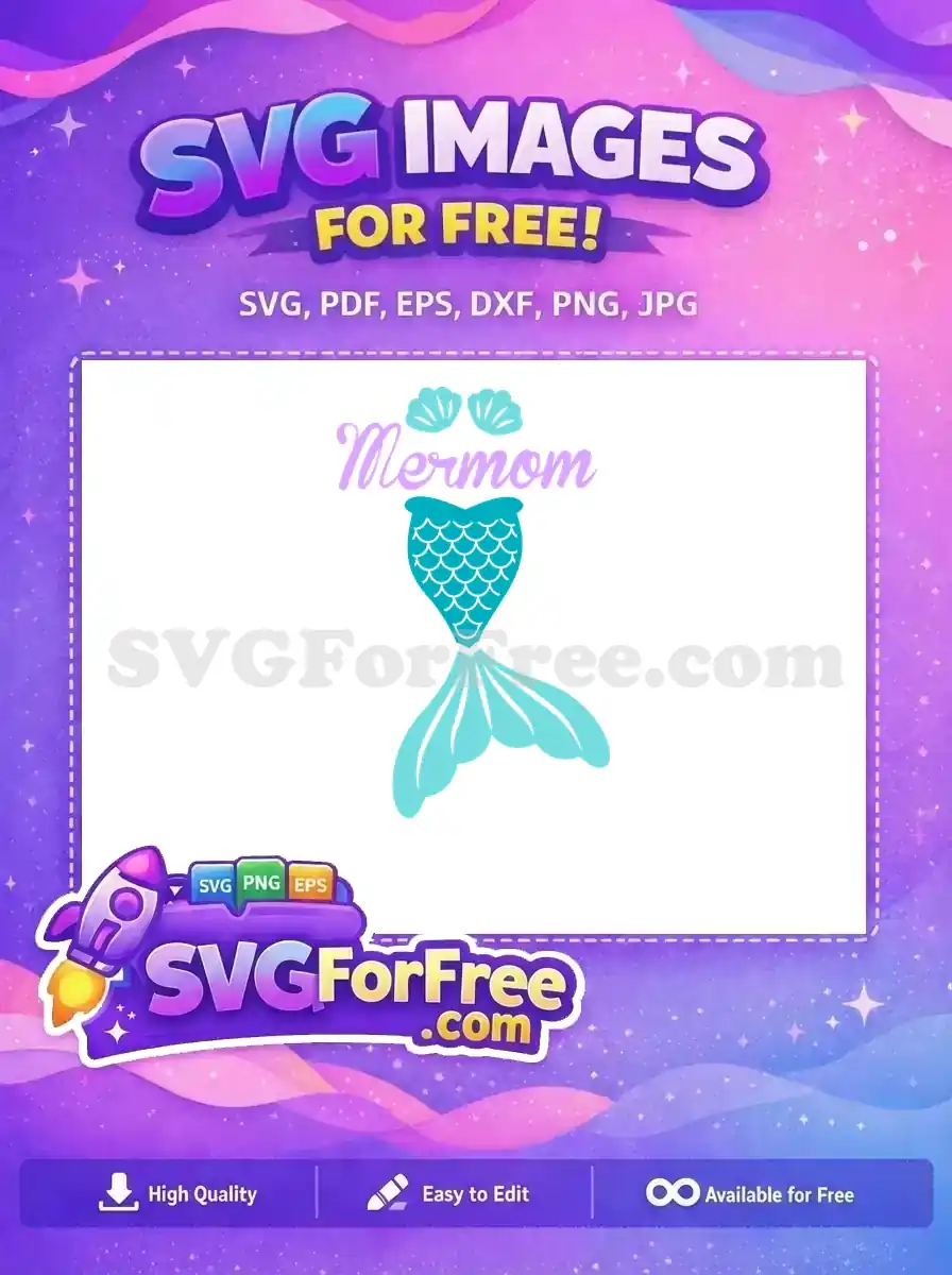 Free Teal Scales Free MerMom Text Little Mermaid Free SVG