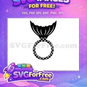 Free Black Silhouette Tail Free Circle Frame Mermaid Free SVG