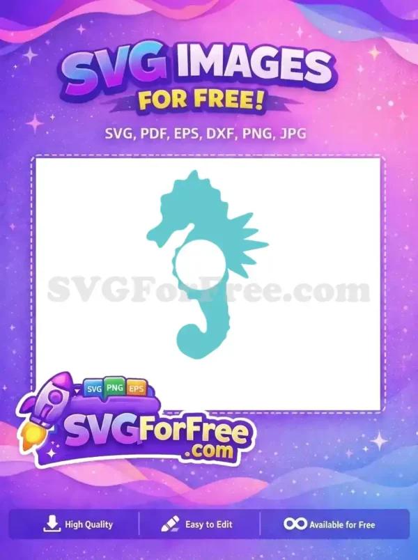 Free Teal Seahorse Silhouette Free Disney Mermaid Blank Free SVG