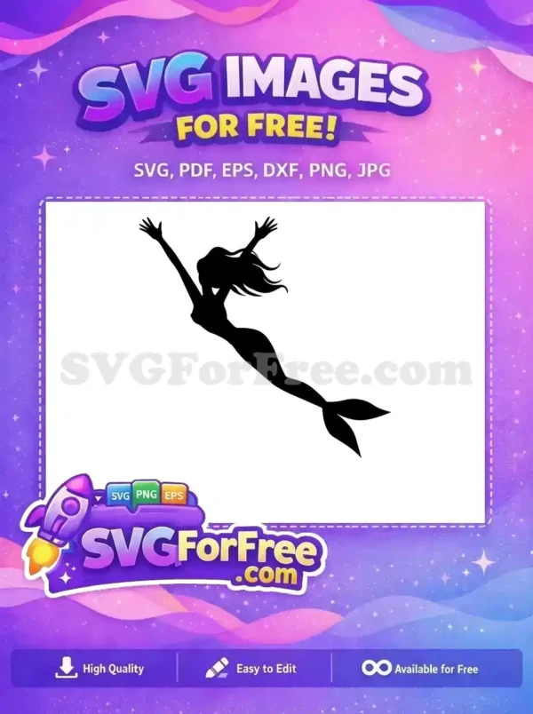 Free Flowing Hair Free Purple Tail Mermaid Disney Free SVG