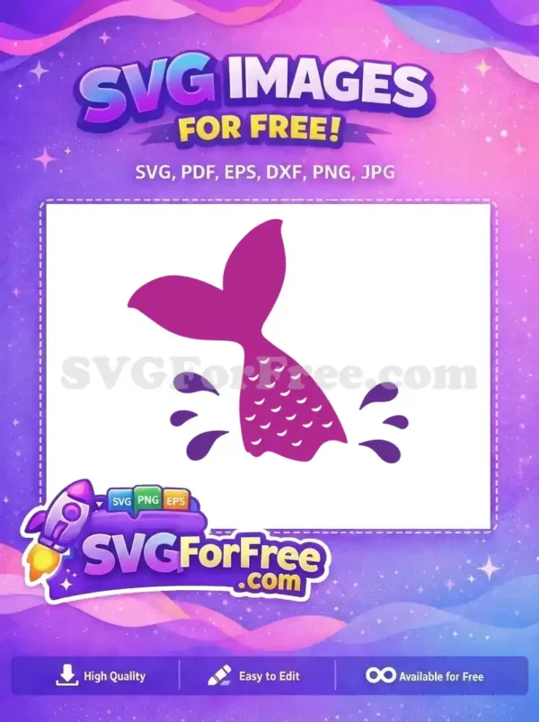 Free Purple Mermaid Tail Free Splashing Water Little Mermaid Free SVG