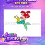 Free Smiling Ariel with Yellow Box Free Unwrapping Present The Little Mermaid Free SVG - Instant Download