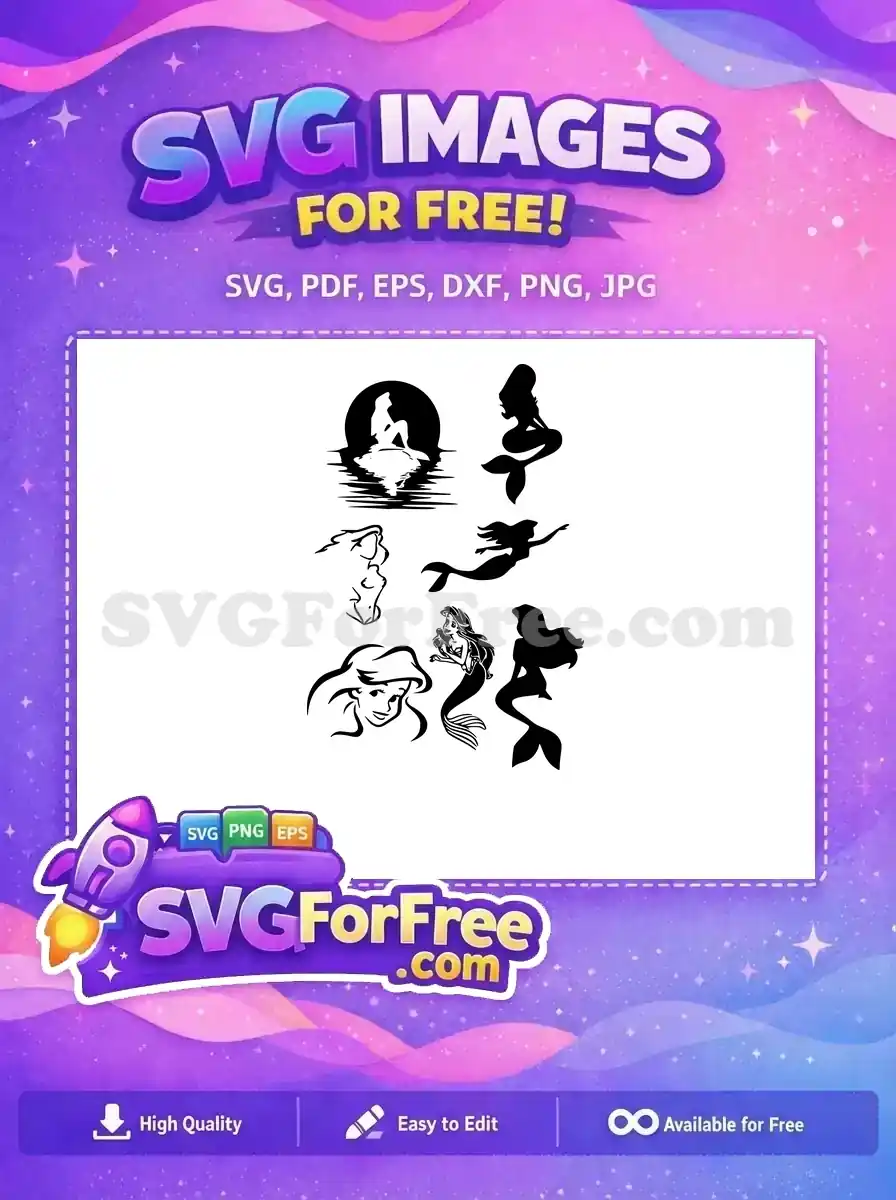 Free Flowing Hair Free Smiling Ariel Mermaid Little Free SVG