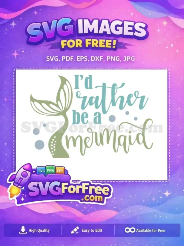 Free Teal Green Tail Free Bubbles Mermaid Quote Free SVG