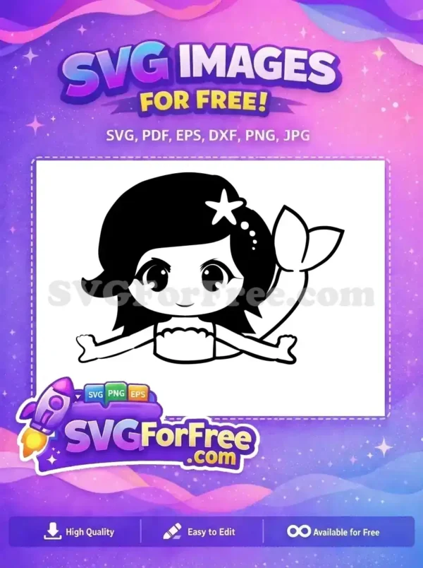 Free Smiling Starfish Hair Free Mermaid Outline Vector Free SVG