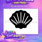 Free Black Seashell Free Mermaid Detail Under the Sea Free SVG - Instant Download