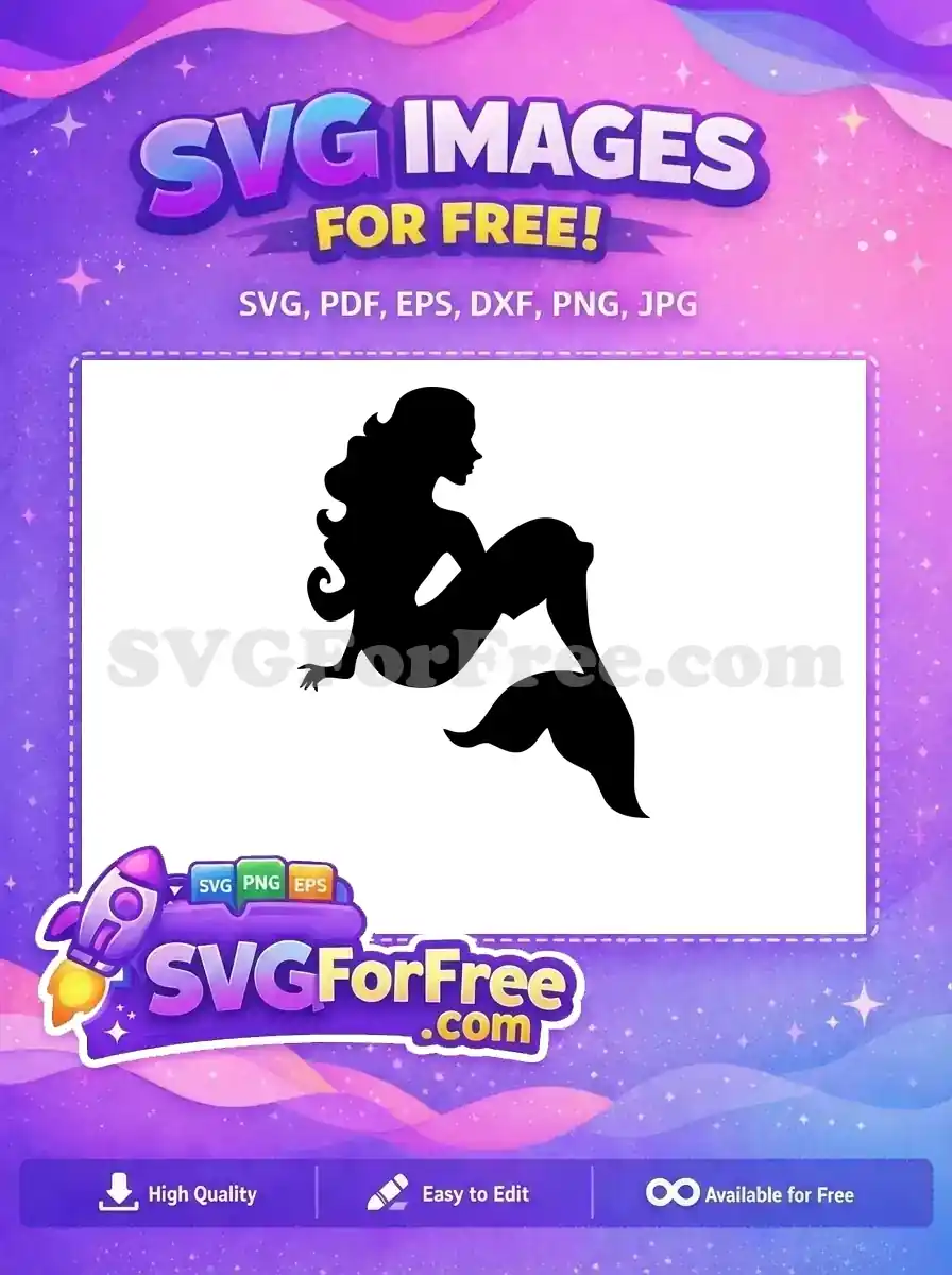 Free Silhouette Mermaid Free Sitting Pose Little Mermaid Free SVG