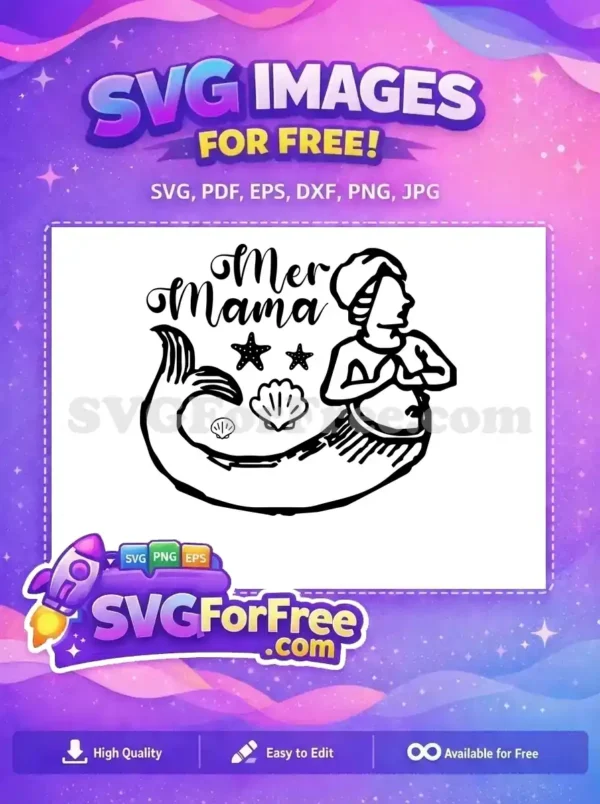 Free Cute Mermaid Free Silhouette Undersea Free SVG 1