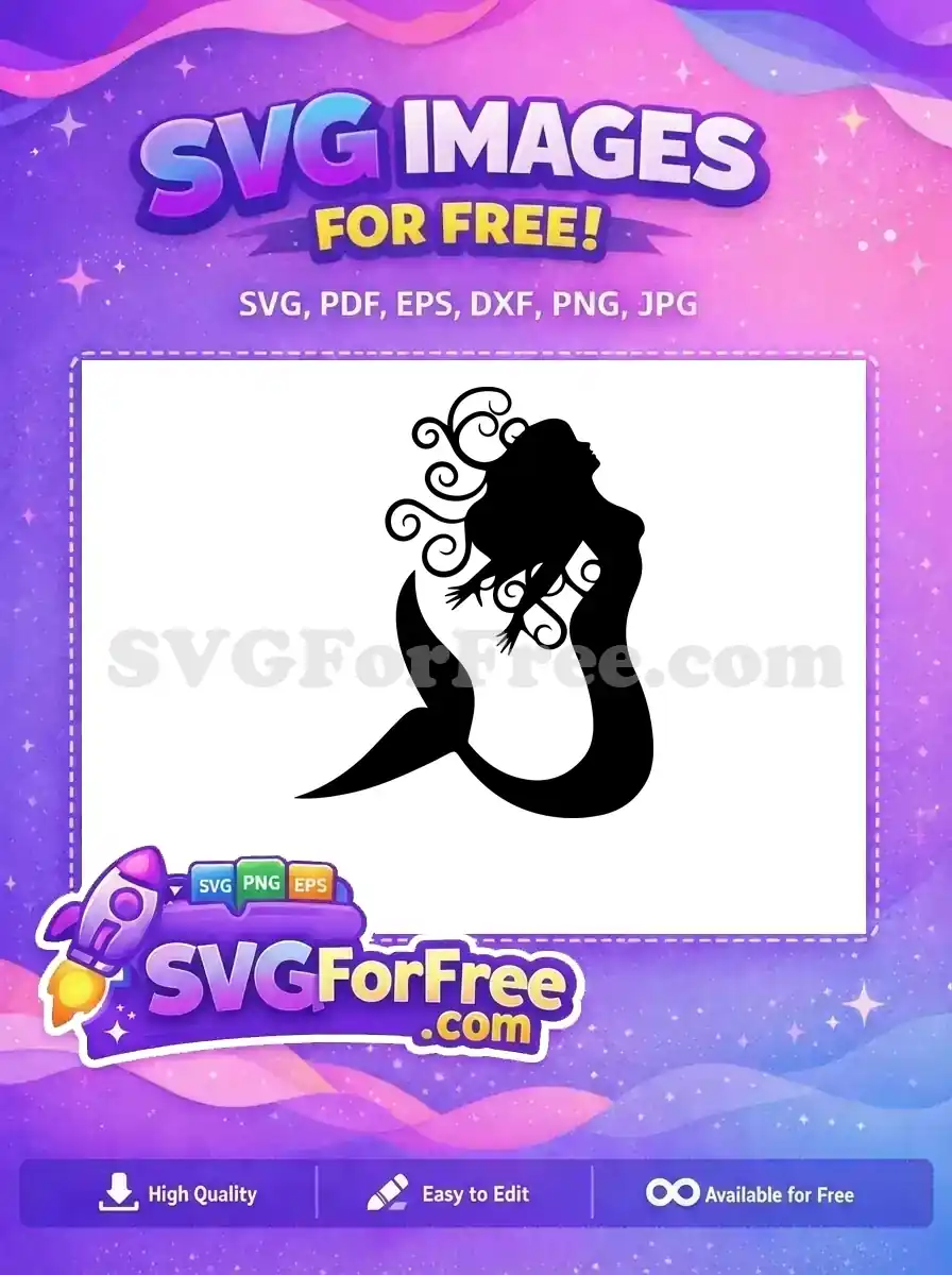 Free Cute Mermaid Free Silhouette Ariel Free SVG 2