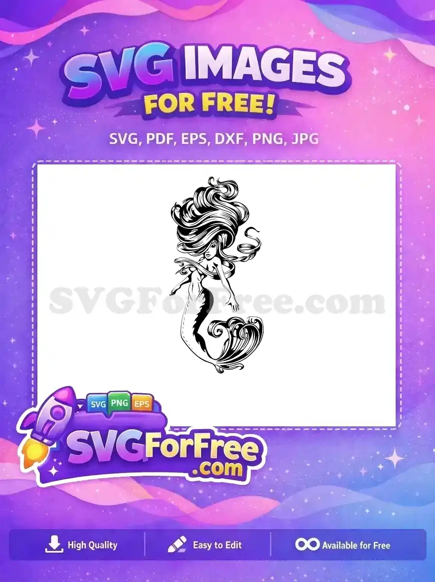 Free Cute Mermaid Free Silhouette Sea Free SVG