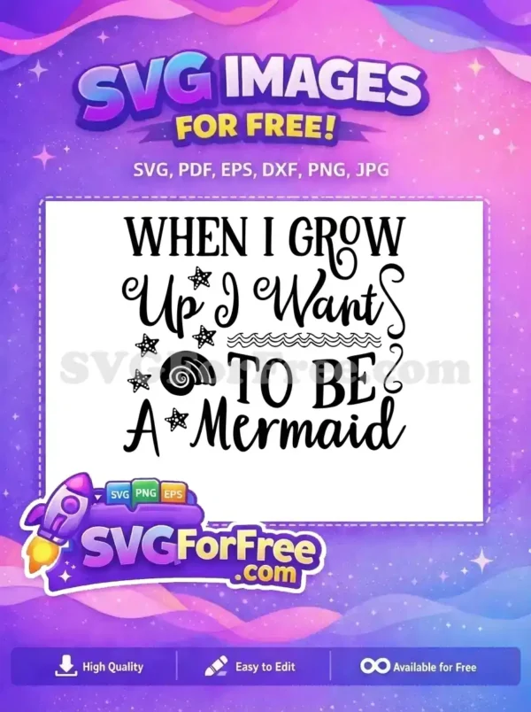 Free Starfish Shell Free Grow Up Quote Mermaid Free SVG