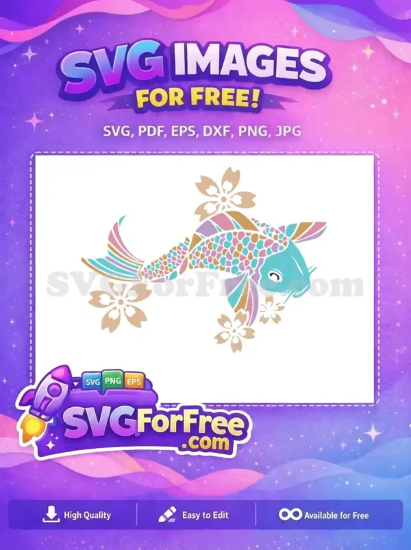 Free Colorful Scales Free Cherry Blossom Koi Fish Free SVG