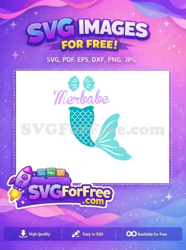 Free Teal Mermaid Tail Free Merbabe Shells Decoration Free SVG