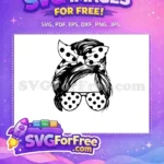 Free Polka Dot Bow Free Sunglasses Messy Bun Free SVG - Instant Download