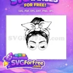 Free Woman Glasses Free Messy Bun Silhouette Free SVG - Instant Download