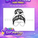 Free Messy Bun Free Aviator Sunglasses Silhouette Free SVG 1 - Instant Download