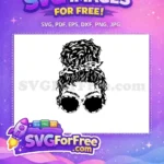 Free Messy Bun Free Dalmatian Print Mom Life Free SVG - Instant Download
