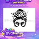 Free Paw Print Sunglasses Free Messy Bun Dog Mom Free SVG - Instant Download