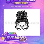 Free Football Bandana Free Messy Bun Silhouette Free SVG 1 - Instant Download