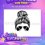 Free Leopard Bandana Free Football Sunglasses Messy Bun Free SVG - Instant Download