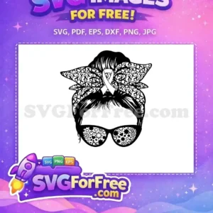 Free Awareness Ribbon Free Bandana Sunglasses Messy Bun Free SVG