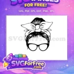 Free Glasses Bandana Free Messy Bun Silhouette Free SVG - Instant Download