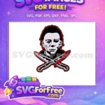 Free Masked Killer Free Bloody Knives Halloween Free SVG - Instant Download