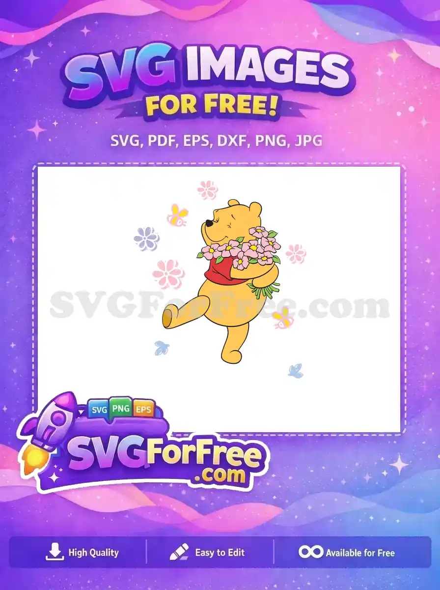 Free Pooh Flowers Free Bees Happy Winnie Free SVG