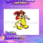 Free Smiling Mickey Firefighter Free Red Hat Yellow Suit Free SVG - Instant Download