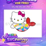 Free Pink Bow Mermaid Free Colorful Scales Hello Kitty Free SVG - Instant Download