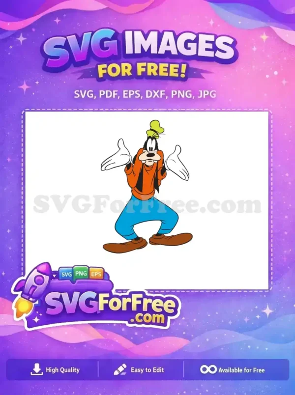 Free Goofy Hands Up Free Orange Shirt Mickey Free SVG