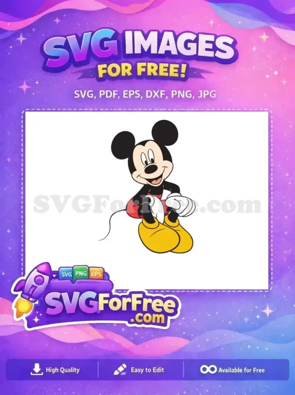 Free Smiling Mickey Free Sitting Pose Mickey and Friends Free SVG 1