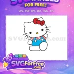 Free Red Bow Free Blue Overalls Hello Kitty Free SVG 2 - Instant Download