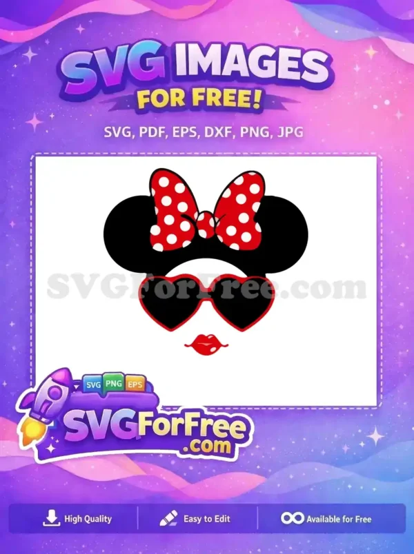 Free Red Polka Dot Bow Free Heart Glasses Minnie Free SVG