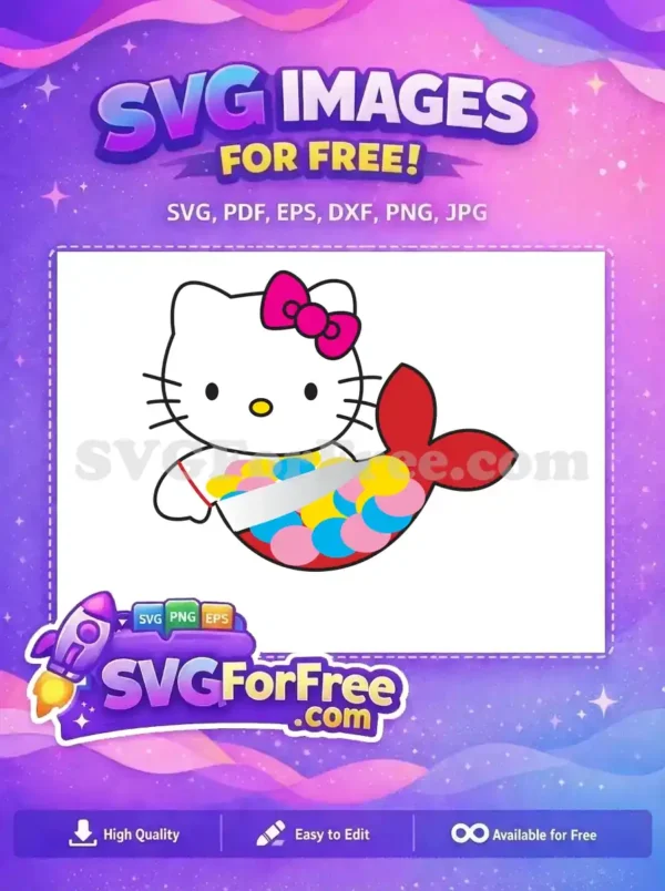 Free Pink Bow Free Mermaid Tail Hello Kitty Free SVG