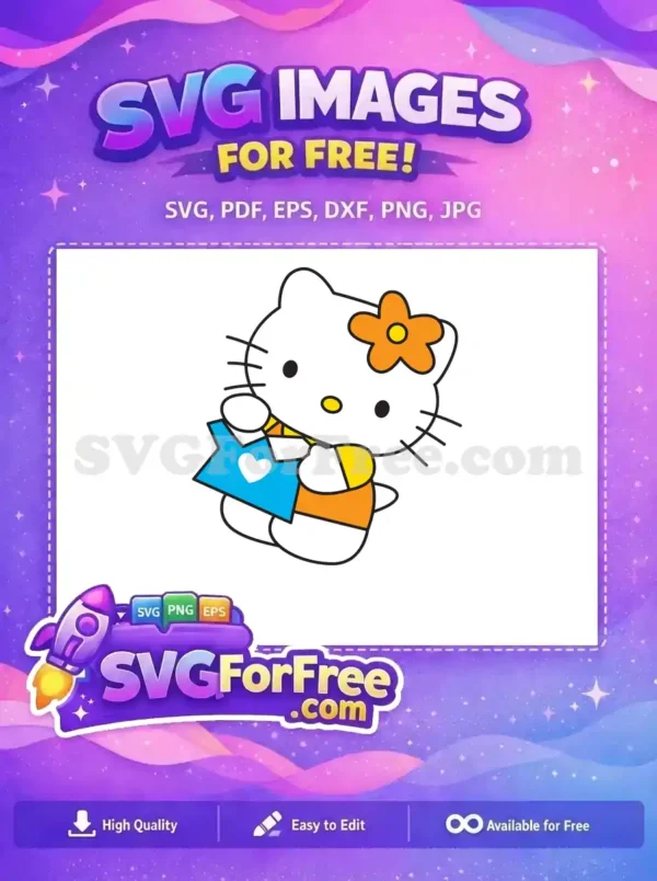 Free Hello Kitty Blue Shirt Free Flower Accessory Cartoon Free SVG