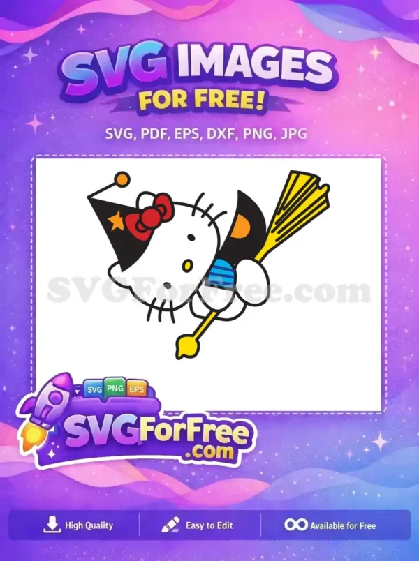 Free Witch Hat Free Broom Hello Kitty Halloween Free SVG 2