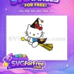 Free Hello Kitty Witch Free Broom Cape Halloween Free SVG - Instant Download